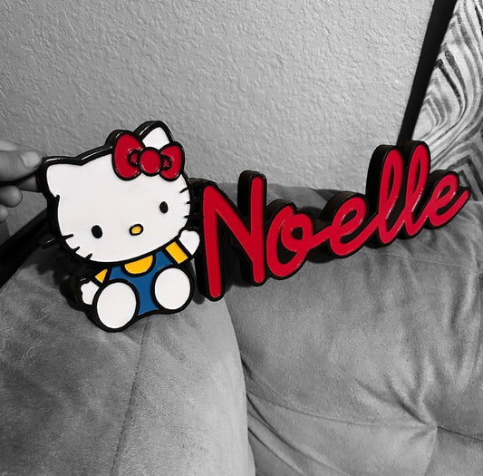 Hello Kitty Custom 2D Carved Wooden Personalized Sign