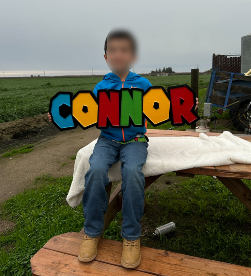 Super Mario Personalized Name Sign 2D Carved