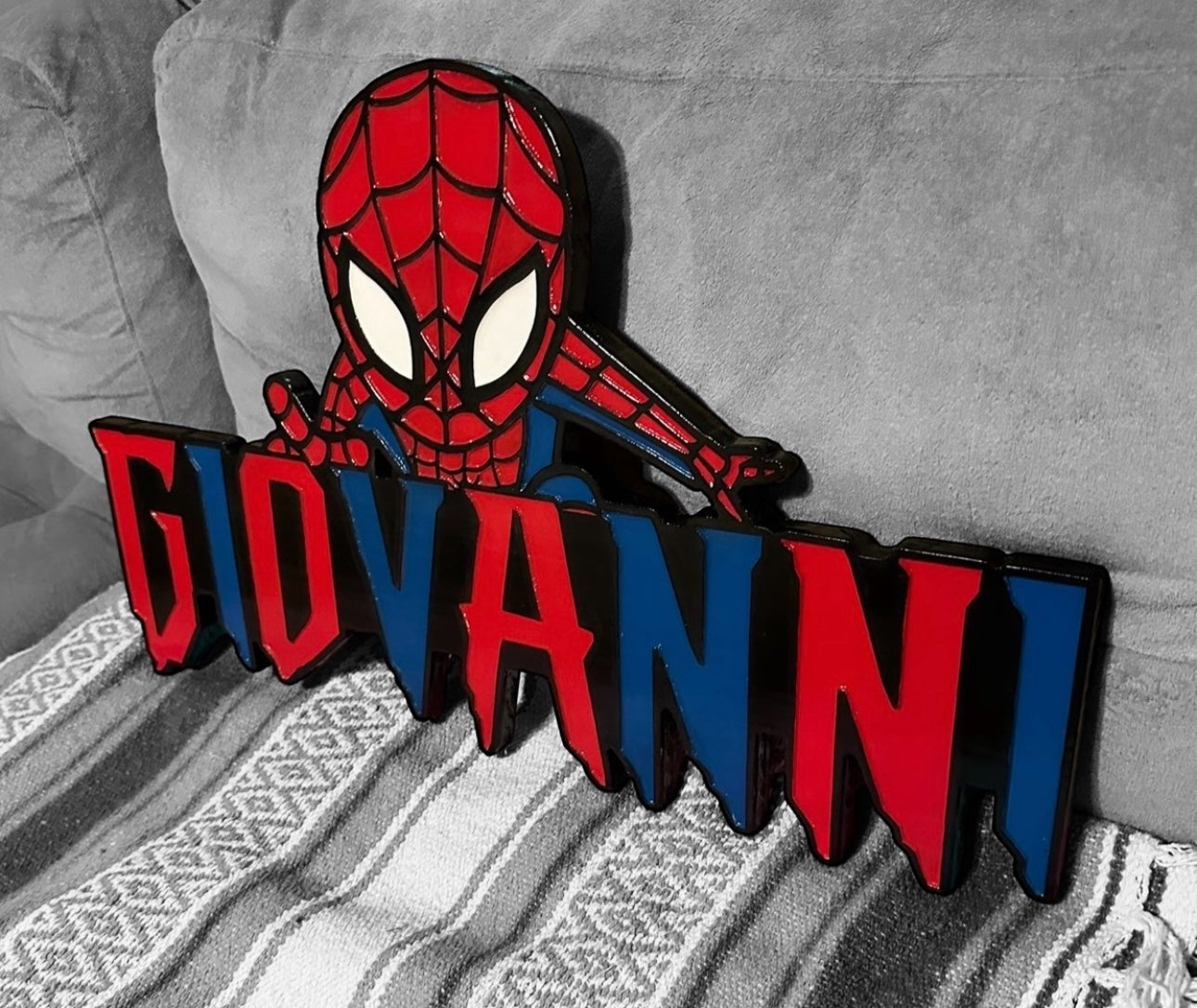 Spider-Man Hand Web Custom 2D Carved Personalized Sign