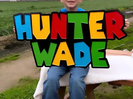 Super Mario Personalized Name Sign 2D Carved
