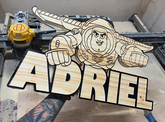 Personalized Buzz Lightyear Sign - CNC Carved Custom Name Wall Piece