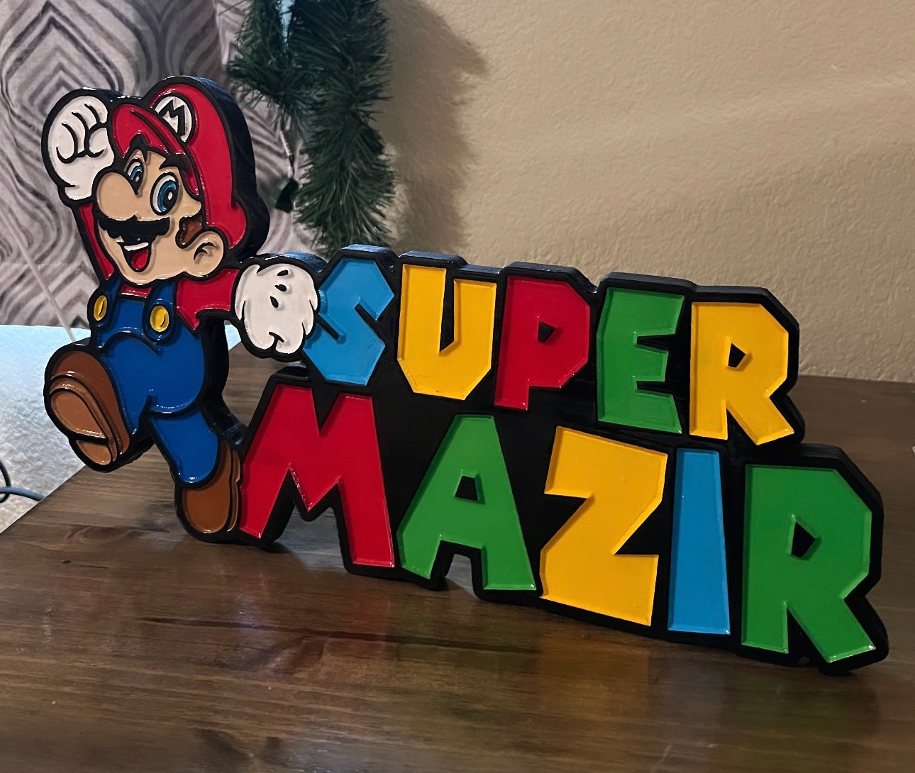 Super Mario Personalized Character Name Sign 2D Carved