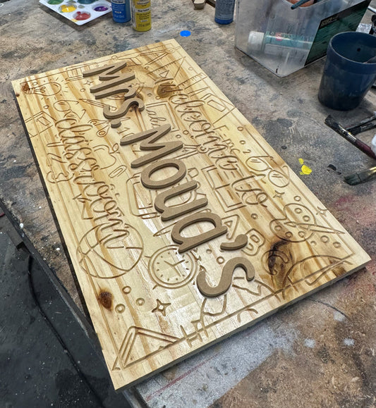 Custom Carved Teacher Sign
