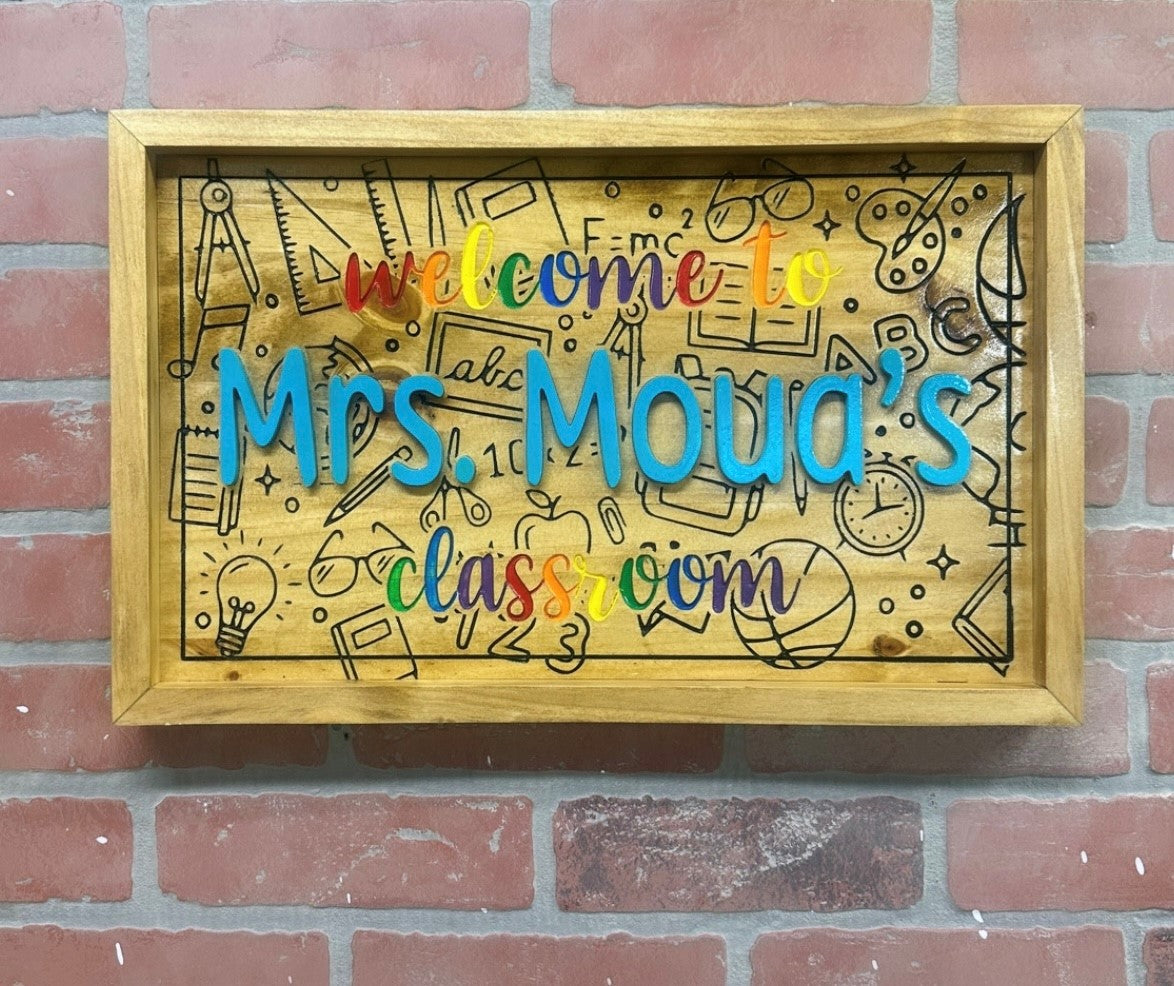 Custom Carved Teacher Sign