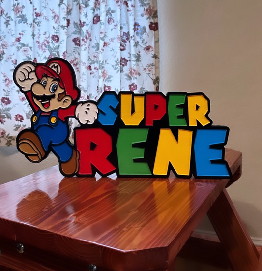 Super Mario Personalized Character Name Sign 2D Carved