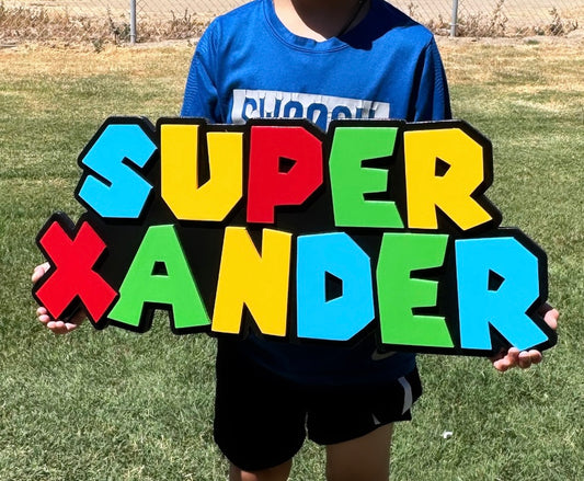 Super Mario Personalized Name Sign 3D Cutout