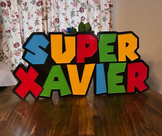 Super Mario Personalized Name Sign 2D Carved
