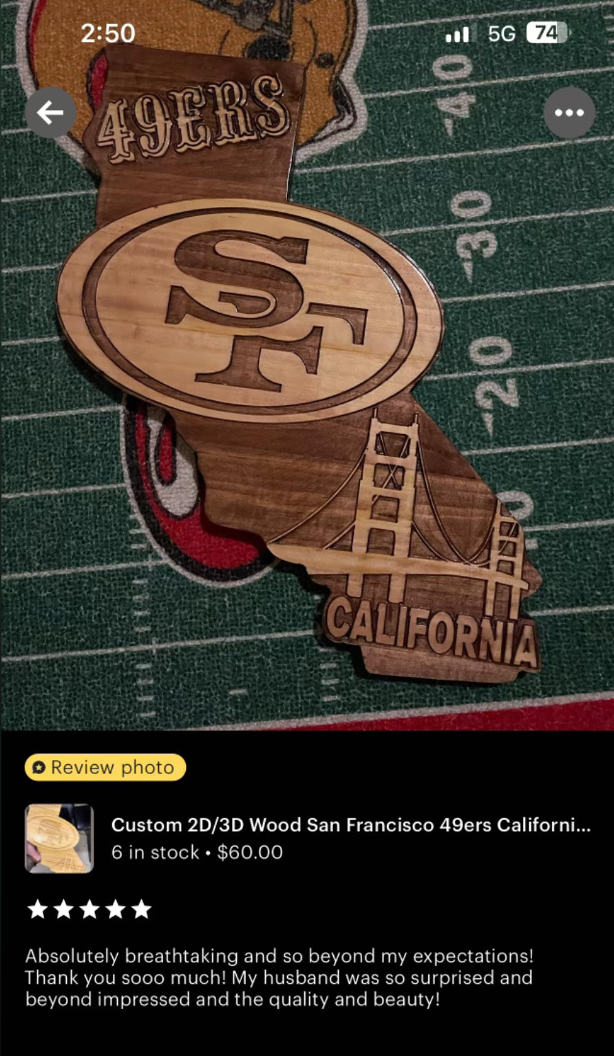 San Francisco 49ers California State Engraved Sign