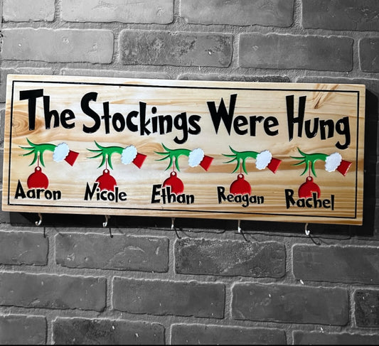 Grinch Christmas Personalized Stocking Hanger The Stockings Were Hung with Names
