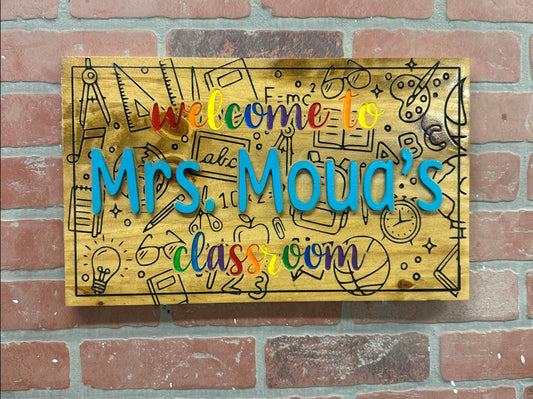 Custom Carved Teacher Sign