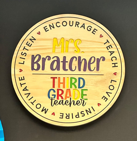 Custom Round Teacher Signs